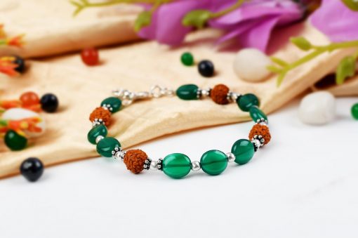 Rudraksha and Green Onyx bracelet - To Dispels negativity and promotes peace