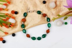 Rudraksha and Green Onyx bracelet - To Dispels negativity and promotes peace