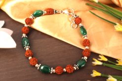 Rudraksha Emerald bracelet for enhances self-esteem, creativity and communication skills