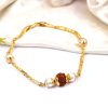 Rudraksha punchmukhi Bracelet with pearl beads in pure gold chain