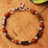 Rudraksha Tiger Eye Cylinder bead Bracelet - For good health, peace of mind & spirituality