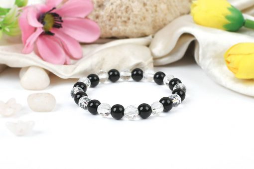 Sphatik and Black Agate Beads Bracelet To harmonize the aura and remove negative energy