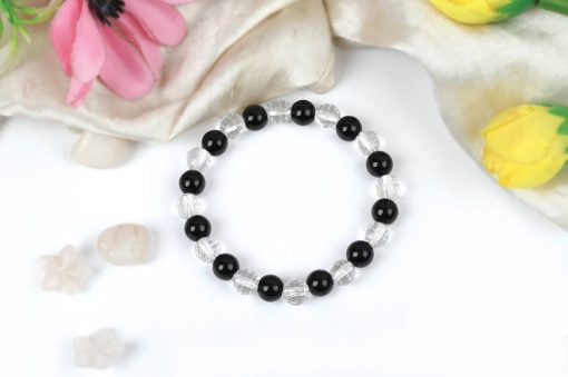 Sphatik and Black Agate Beads Bracelet To harmonize the aura and remove negative energy