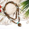 Tiger Eye and Amazonite Necklace Mala - For stability and support through stressful times