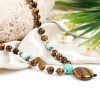 Tiger Eye and Amazonite Necklace Mala - For stability and support through stressful times