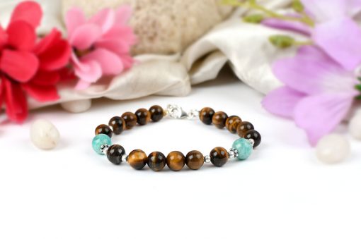 Tiger Eye and Amazonite Bracelet - For protection and grounding