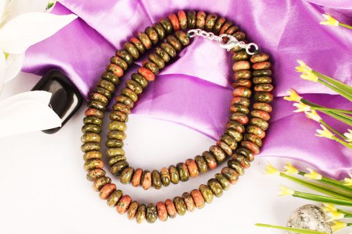 Unakite Necklace - Elliptical Beads - For eliminates negative energies and elevates self-esteem