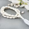 White Coral Necklace Mala - Barrel shaped beads