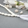 White Coral Necklace Mala - Barrel shaped beads