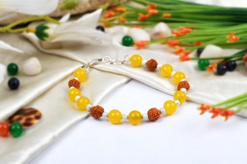 Yellow Agate and Rudraksha Bracelet - To enhance willpower, memory, clarity and creativity