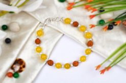 Yellow Agate and Rudraksha Bracelet - To enhance willpower, memory, clarity and creativity