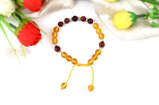 Yellow Citrine and Red Sandalwood Bracelet - To ward off the risk to injury or attack