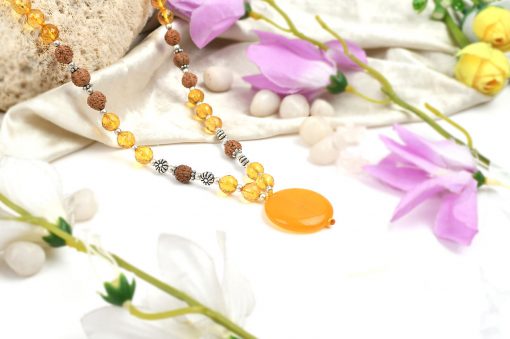 Citrine and Rudraksha Necklace