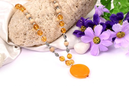 Citrine and Tulsi Beads Necklace