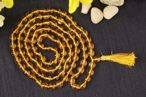 Citrine Yellow Rosary Necklace - To ward off the risk to injury or attack