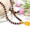 Yellow Jade and Red Sandal Beads Necklace Mala - To attracts wealth and financial abundance