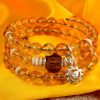 12 Mukhi Rudraksha and Citrine Bracelet - For Solar Plexus Chakra to enhance personal power and achieve goal