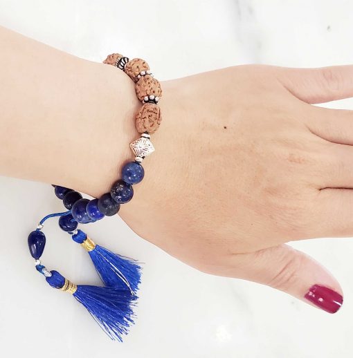 4 Mukhi Rudraksha and Lapis Lazuli Bracelet to Enhances self-confidence, creativity and vocal power