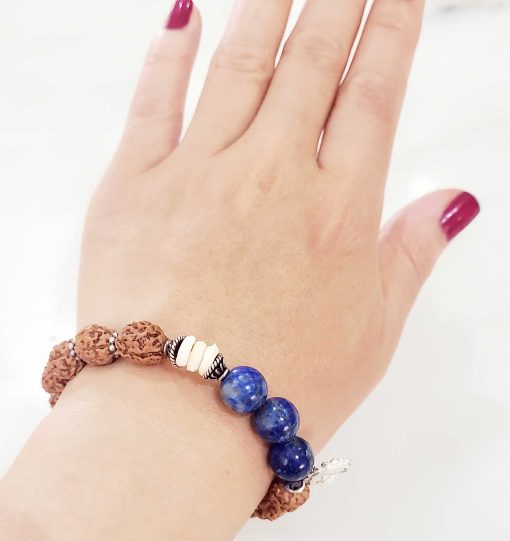 4 Mukhi Rudraksha and Lapis Lazuli Bracelet for Throat Chakra to Enhances self-confidence and self-worth to fearlessly communicate efficiently