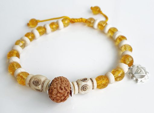 12 Mukhi Rudraksha and Citrine Bracelet for Solar Chakra to Evokes self-confidence and enhances mental strength