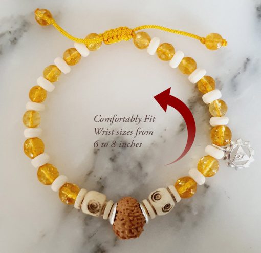 12 Mukhi Rudraksha and Citrine Bracelet for Solar Chakra to Evokes self-confidence and enhances mental strength