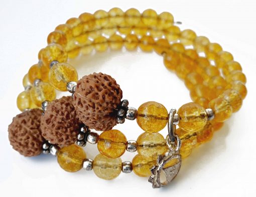 12 Mukhi Rudraksha and Citrine Bracelet for Solar Chakra to Release worries and self-doubt and enhance mental strength