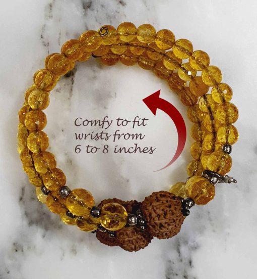 12 Mukhi Rudraksha and Citrine Bracelet for Solar Chakra to Release worries and self-doubt and enhance mental strength