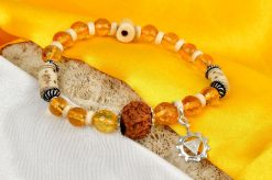 12 Mukhi Rudraksha and Citrine Bracelet for Solar Chakra to Evokes self-confidence and self-respect and gives mental power