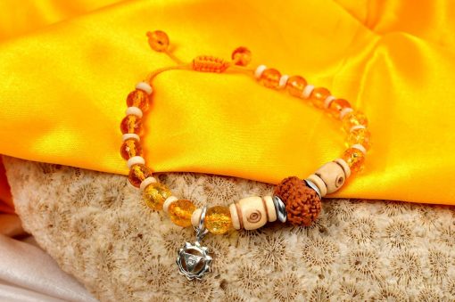 12 Mukhi Rudraksha and Citrine Bracelet for Solar Chakra to Evokes self-confidence and enhances mental strength