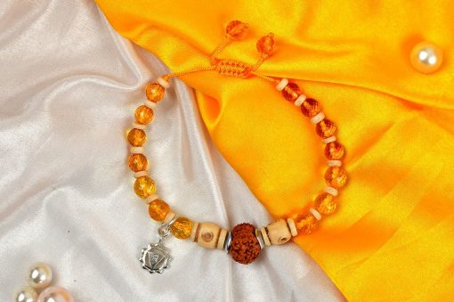 12 Mukhi Rudraksha and Citrine Bracelet for Solar Chakra to Evokes self-confidence and enhances mental strength