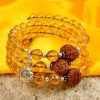 12 Mukhi Rudraksha and Citrine Bracelet for Solar Chakra to Release worries and self-doubt and enhance mental strength