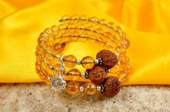 12 Mukhi Rudraksha and Citrine Bracelet for Solar Chakra to Release worries and self-doubt and enhance mental strength