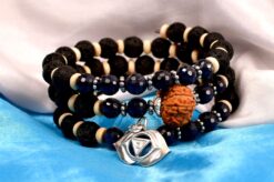 14 Mukhi Rudraksha and Blue Sapphire Bracelet for Third-eye Chakra to Develops a strong sense of will and discernment to aid the right decision making