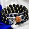 14 Mukhi Rudraksha and Blue Sapphire Bracelet for Third-eye Chakra to Develops a strong sense of will and discernment to aid the right decision making