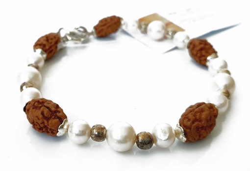 2 Mukhi Rudraksha Moon Bracelet to promotes unity, harmony and Releases fear and insecurity