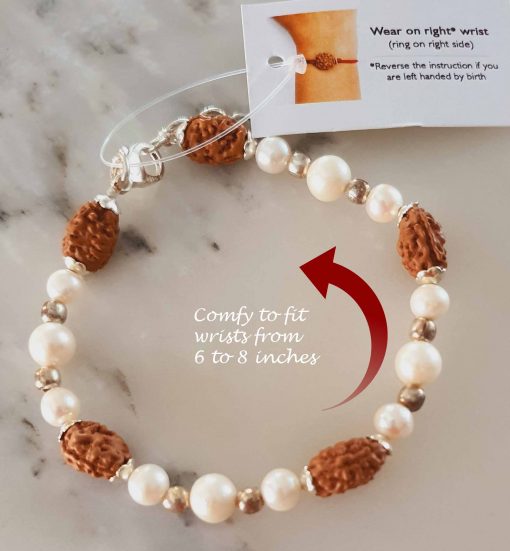 2 Mukhi Rudraksha Moon Bracelet to promotes unity, harmony and Releases fear and insecurity