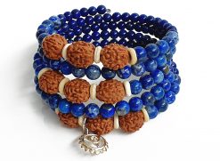 4 Mukhi Rudraksha and Lapis Lazuli Bracelet for Throat Chakra to Expands creativity and vocal power and increase wit