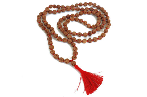 5 Mukhi Rudraksha Mala Necklace for enhances learning, knowledge, awareness and concentration-with knots