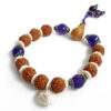 5 Mukhi Rudraksha and Amethyst Bracelet for Crown Chakra to Enhances self-awareness and intellect to attain complete self-knowledge