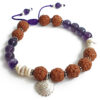 5 Mukhi Rudraksha and Amethyst Bracelet for Crown Chakra to Promotes spiritual faith by naturally developing a sense of gratitude