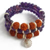 5 Mukhi Rudraksha and Amethyst Bracelet for Crown Chakra to Helps maintain the balance between feelings and expression