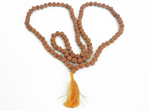 5 Mukhi Semi Chikna Rudraksha Necklace for enhances learning, knowledge, awareness and concentration-with knots