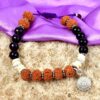 5 Mukhi Rudraksha and Amethyst Bracelet for Crown Chakra to Promotes spiritual faith by naturally developing a sense of gratitude