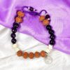 5 Mukhi Rudraksha and Amethyst Bracelet for Crown Chakra to Promotes spiritual faith by naturally developing a sense of gratitude