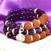 5 Mukhi Rudraksha and Amethyst Bracelet for Crown Chakra to Helps maintain the balance between feelings and expression