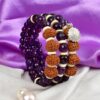 5 Mukhi Rudraksha and Amethyst Bracelet for Crown Chakra to Helps maintain the balance between feelings and expression