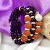 5 Mukhi Rudraksha and Amethyst Bracelet for Crown Chakra to Helps maintain the balance between feelings and expression