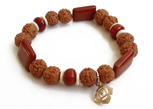 6 Mukhi Rudraksha and Jasper Bracelet for Root Chakra to Grounds the wearer and foster steadfastness and penance