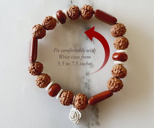 6 Mukhi Rudraksha and Jasper Bracelet for Root Chakra to Grounds the wearer and foster steadfastness and penance