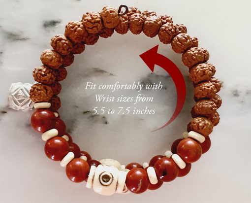 6 Mukhi Rudraksha and Jasper Bracelet for Root Chakra to Encourages fearlessness, perfectionism, spontaneity to act quickly